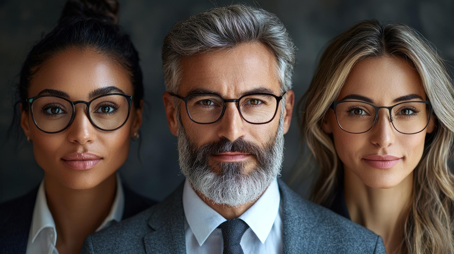 Drei Business-Personen mit Brille, Genius Weft